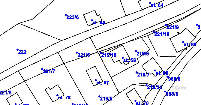 Parcela st. 219/18 v KÚ Všeměřice, Katastrální mapa