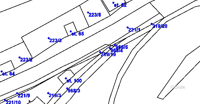 Parcela st. 219/19 v KÚ Všeměřice, Katastrální mapa