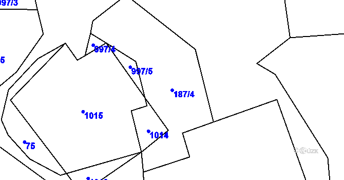 Parcela st. 187/4 v KÚ Všeměřice, Katastrální mapa