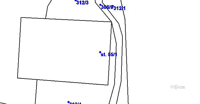 Parcela st. 55/1 v KÚ Všeměřice, Katastrální mapa