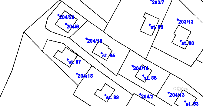 Parcela st. 85 v KÚ Všeměřice, Katastrální mapa