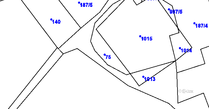 Parcela st. 75 v KÚ Všeměřice, Katastrální mapa