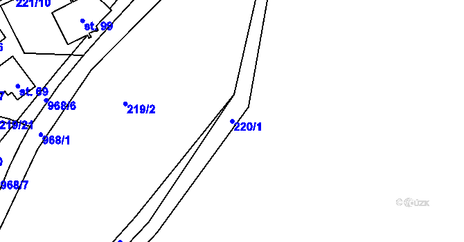 Parcela st. 220/1 v KÚ Všeměřice, Katastrální mapa