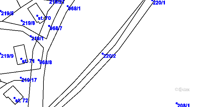 Parcela st. 220/2 v KÚ Všeměřice, Katastrální mapa