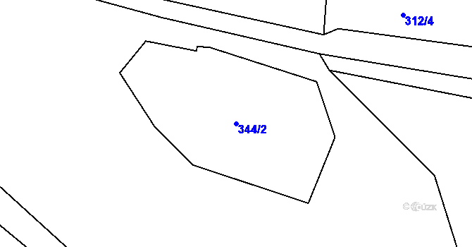 Parcela st. 344/2 v KÚ Všeměřice, Katastrální mapa