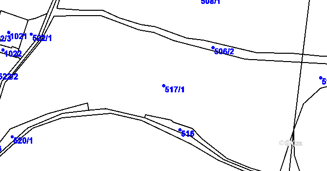 Parcela st. 517/1 v KÚ Všeměřice, Katastrální mapa