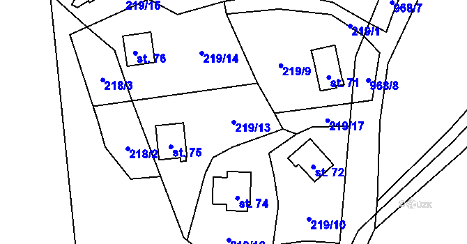 Parcela st. 219/13 v KÚ Všeměřice, Katastrální mapa