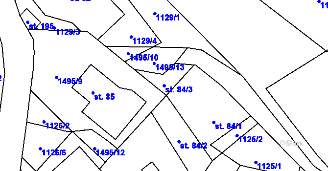 Parcela st. 84/3 v KÚ Pelíkovice, Katastrální mapa