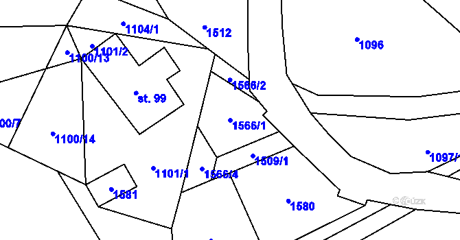 Parcela st. 1566/1 v KÚ Pelíkovice, Katastrální mapa