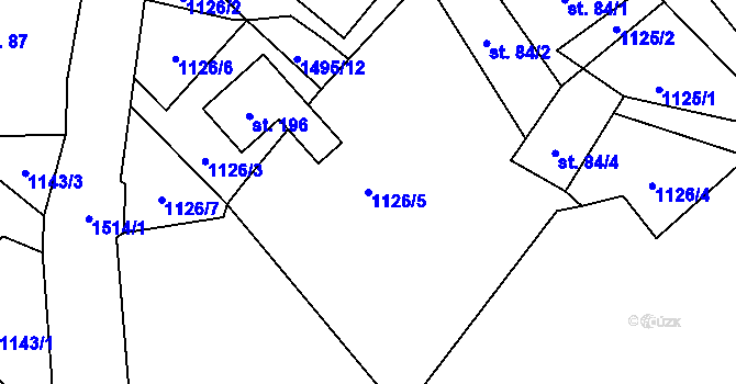Parcela st. 1126/5 v KÚ Pelíkovice, Katastrální mapa