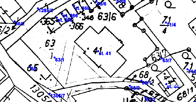 Parcela st. 41 v KÚ Pulečný, Katastrální mapa