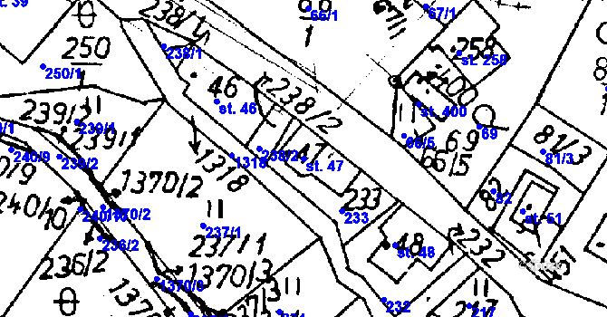 Parcela st. 47 v KÚ Pulečný, Katastrální mapa