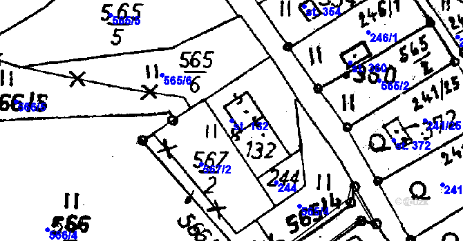 Parcela st. 132 v KÚ Pulečný, Katastrální mapa