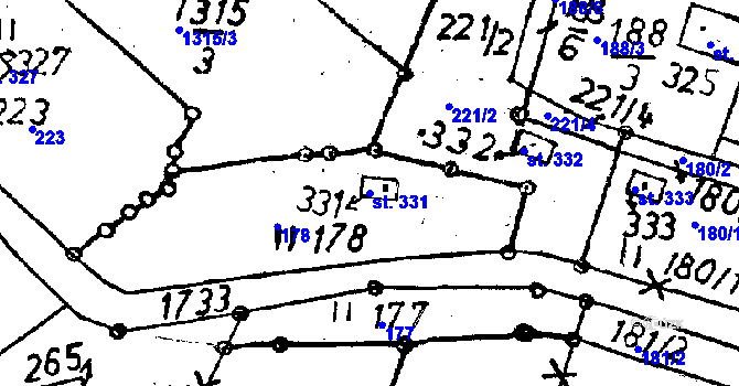 Parcela st. 331 v KÚ Pulečný, Katastrální mapa