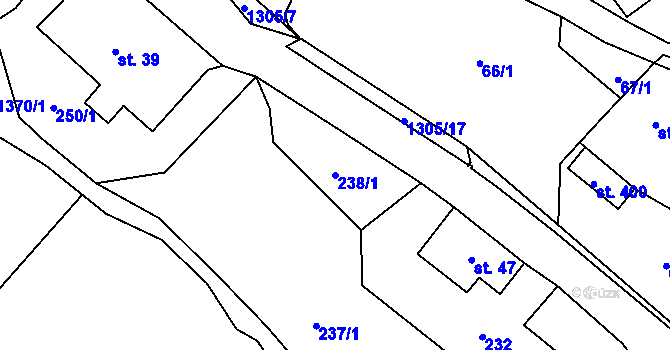 Parcela st. 238/1 v KÚ Pulečný, Katastrální mapa