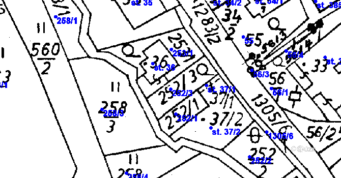 Parcela st. 252/3 v KÚ Pulečný, Katastrální mapa