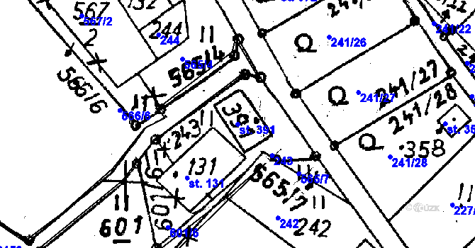 Parcela st. 391 v KÚ Pulečný, Katastrální mapa