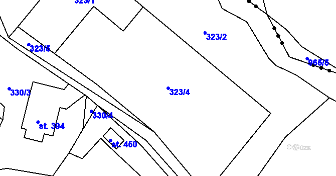 Parcela st. 323/4 v KÚ Pulečný, Katastrální mapa