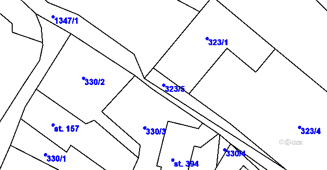 Parcela st. 323/5 v KÚ Pulečný, Katastrální mapa