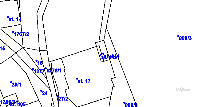 Parcela st. 444 v KÚ Pulečný, Katastrální mapa