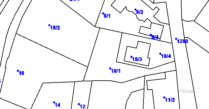 Parcela st. 18/1 v KÚ Rychnov u Jablonce nad Nisou, Katastrální mapa