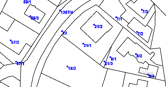 Parcela st. 21/1 v KÚ Rychnov u Jablonce nad Nisou, Katastrální mapa