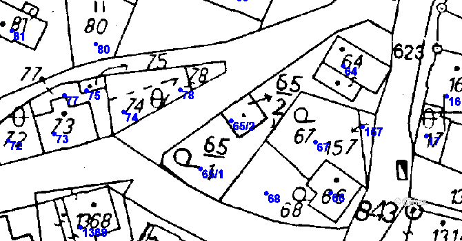 Parcela st. 65/2 v KÚ Rychnov u Jablonce nad Nisou, Katastrální mapa