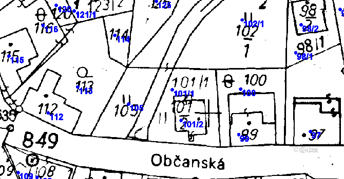 Parcela st. 101/1 v KÚ Rychnov u Jablonce nad Nisou, Katastrální mapa