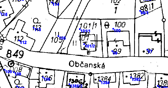 Parcela st. 101/2 v KÚ Rychnov u Jablonce nad Nisou, Katastrální mapa