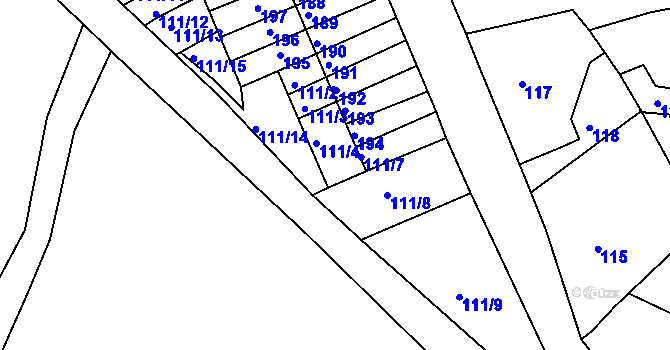 Parcela st. 111/6 v KÚ Rychnov u Jablonce nad Nisou, Katastrální mapa