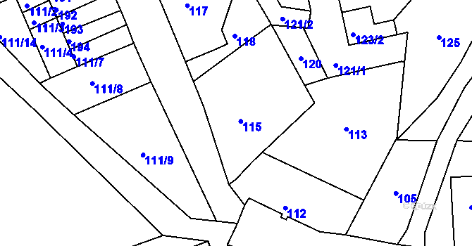 Parcela st. 115 v KÚ Rychnov u Jablonce nad Nisou, Katastrální mapa