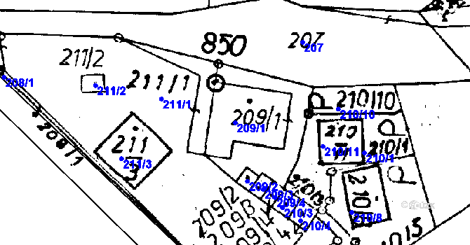 Parcela st. 209/1 v KÚ Rychnov u Jablonce nad Nisou, Katastrální mapa