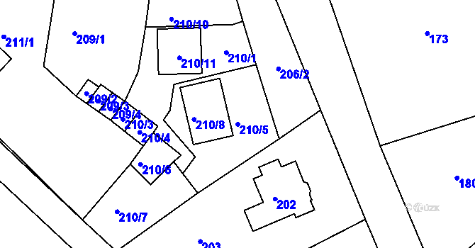 Parcela st. 210/5 v KÚ Rychnov u Jablonce nad Nisou, Katastrální mapa