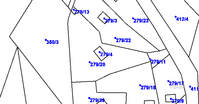 Parcela st. 279/4 v KÚ Rychnov u Jablonce nad Nisou, Katastrální mapa