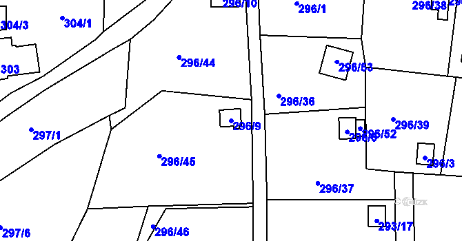 Parcela st. 296/9 v KÚ Rychnov u Jablonce nad Nisou, Katastrální mapa