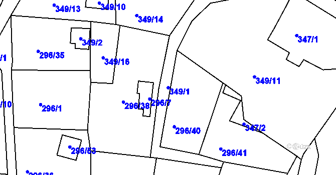 Parcela st. 349/1 v KÚ Rychnov u Jablonce nad Nisou, Katastrální mapa