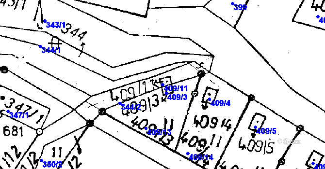 Parcela st. 409/11 v KÚ Rychnov u Jablonce nad Nisou, Katastrální mapa