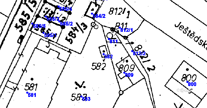 Parcela st. 582 v KÚ Rychnov u Jablonce nad Nisou, Katastrální mapa