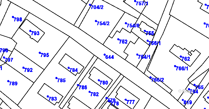 Parcela st. 644 v KÚ Rychnov u Jablonce nad Nisou, Katastrální mapa
