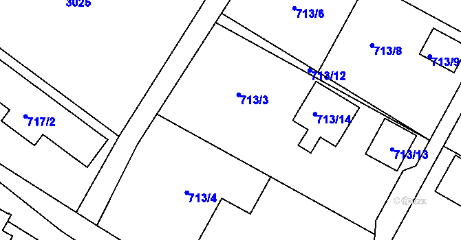 Parcela st. 713/3 v KÚ Rychnov u Jablonce nad Nisou, Katastrální mapa