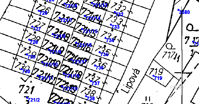 Parcela st. 735 v KÚ Rychnov u Jablonce nad Nisou, Katastrální mapa