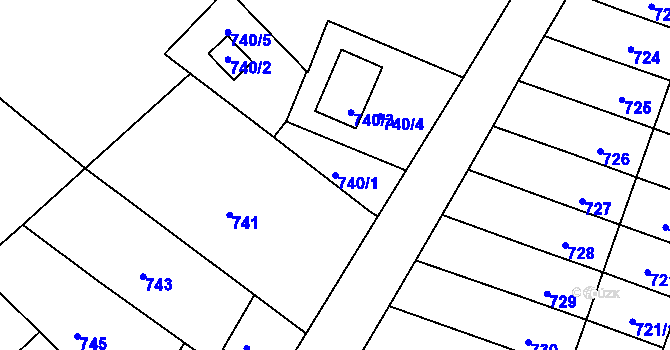 Parcela st. 740/1 v KÚ Rychnov u Jablonce nad Nisou, Katastrální mapa