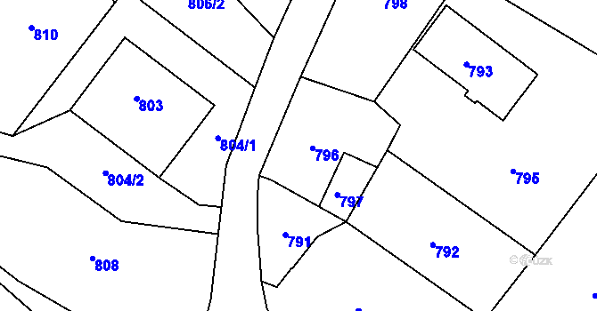 Parcela st. 796 v KÚ Rychnov u Jablonce nad Nisou, Katastrální mapa
