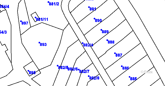 Parcela st. 882/4 v KÚ Rychnov u Jablonce nad Nisou, Katastrální mapa