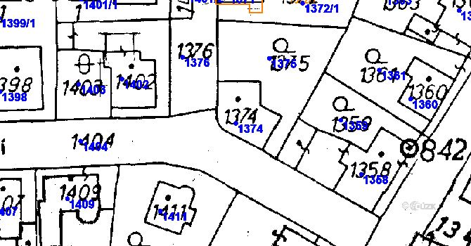 Parcela st. 1374 v KÚ Rychnov u Jablonce nad Nisou, Katastrální mapa