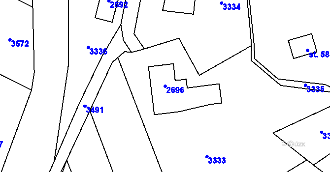 Parcela st. 2696 v KÚ Rychnov u Jablonce nad Nisou, Katastrální mapa