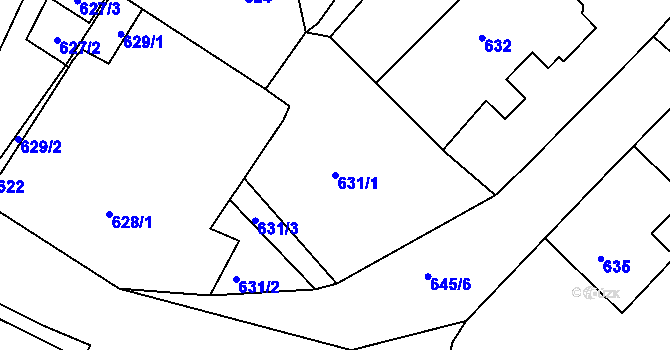 Parcela st. 631/1 v KÚ Rychnov u Jablonce nad Nisou, Katastrální mapa