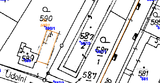 Parcela st. 587/2 v KÚ Rychnov u Jablonce nad Nisou, Katastrální mapa