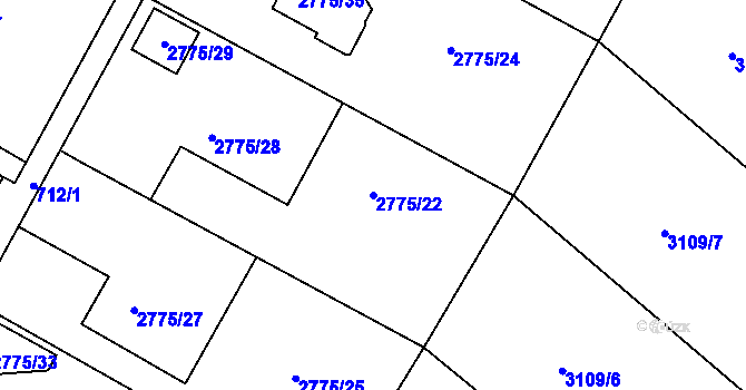Parcela st. 2775/22 v KÚ Rychnov u Jablonce nad Nisou, Katastrální mapa