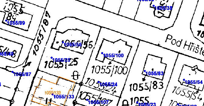 Parcela st. 1055/100 v KÚ Rychnov u Jablonce nad Nisou, Katastrální mapa